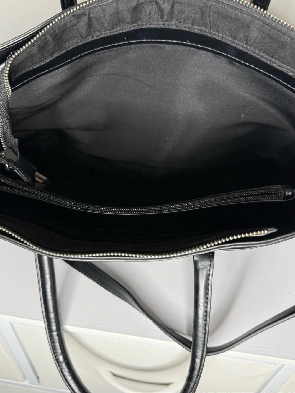Vintage Zara Black Leather Duffel Bag
